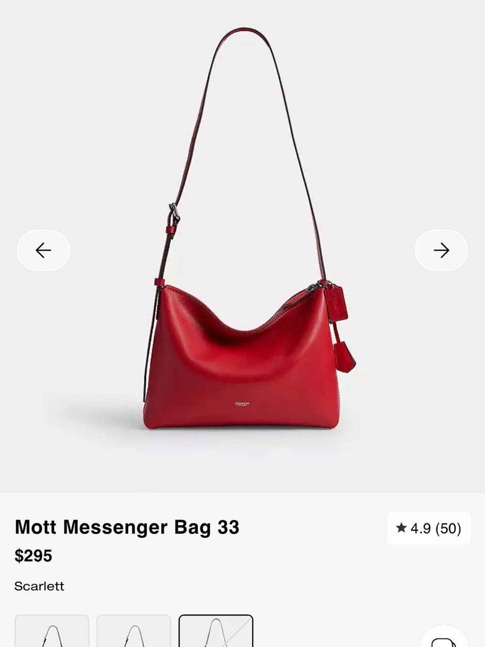 Coach Mott Messenger Bag in Scarlett Red